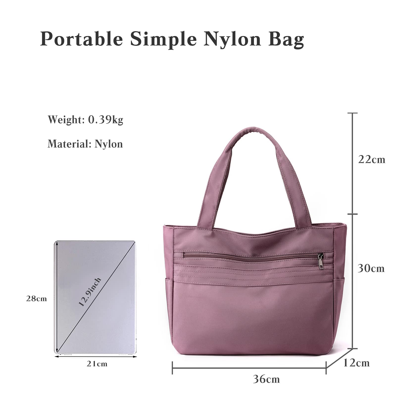 CORIOS Borsa a Mano Donna in Nylon Impermeabile - Multifunzionale a Spalla e Tracolla per Lavoro, Shopping, Scuola, Viaggi e Uso Quotidiano - Viola