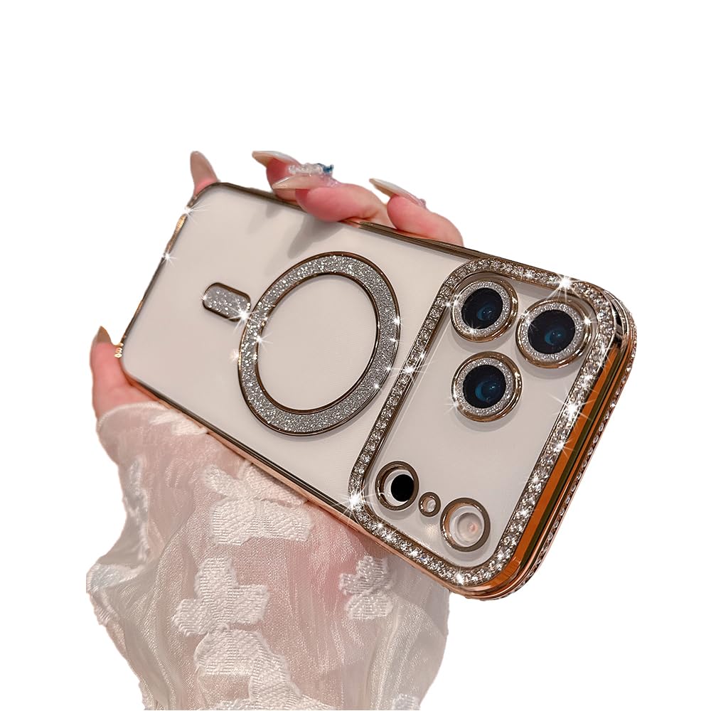Coque iPhone 17 paillettes dorées compatible Magsafe Casechics antichoc - 6