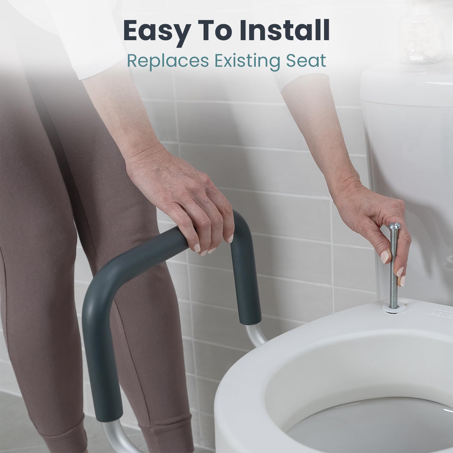 PELEGON Erhöhter Toilettensitz mit Griffen (136 kg) Toilettensitzerhöhungen für Senioren, erhöhter Toilettensitz für Behinderte, Toilettensitz für ältere Menschen und Behinderte, Standardsitz