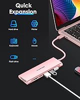 Vista 5 de LENTION Hub multipuerto USB C 7 en 1 con HDMI 4K, 100 W PD, 3 puertos USB 3.0, lector de tarjetas SD/MicroSD compatible con MacBook Pro/Air