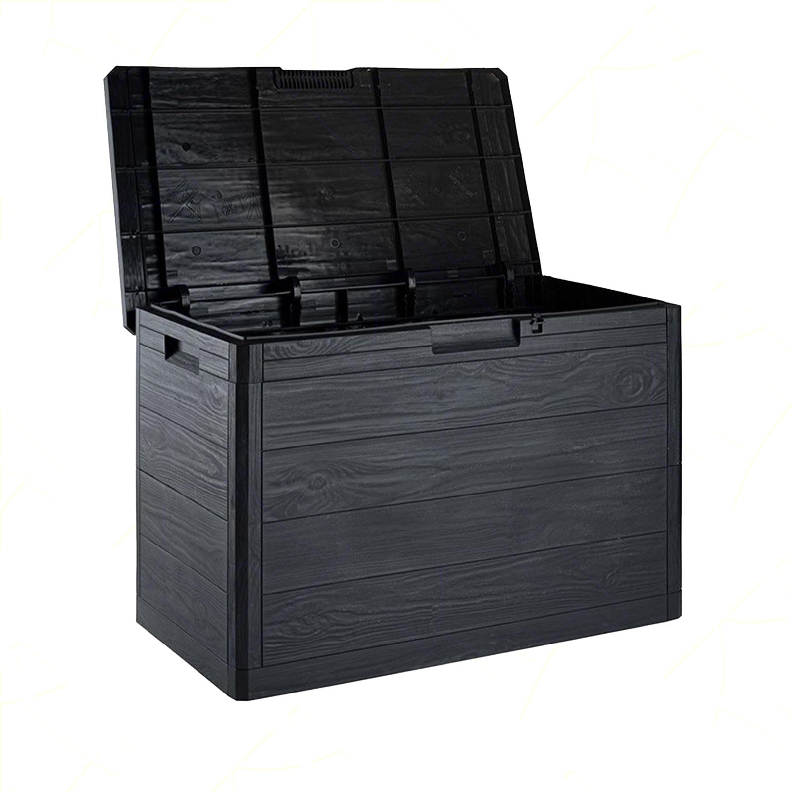 Sicignano Casalinghi Baule Multiuso Grande Portaoggetti Woody’s 160 Litri, Plastica Effetto Legno Dark Antracite – Adatto per Esterni Interni, Idoneo per Lucchetto, Facile da Montare, Made in Italy