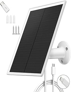 5W Solar Panel for Security Camera Outdoor, 5V USB Charger Compatible with Rechargeable Battery Powered Cam, Camera Solar ...