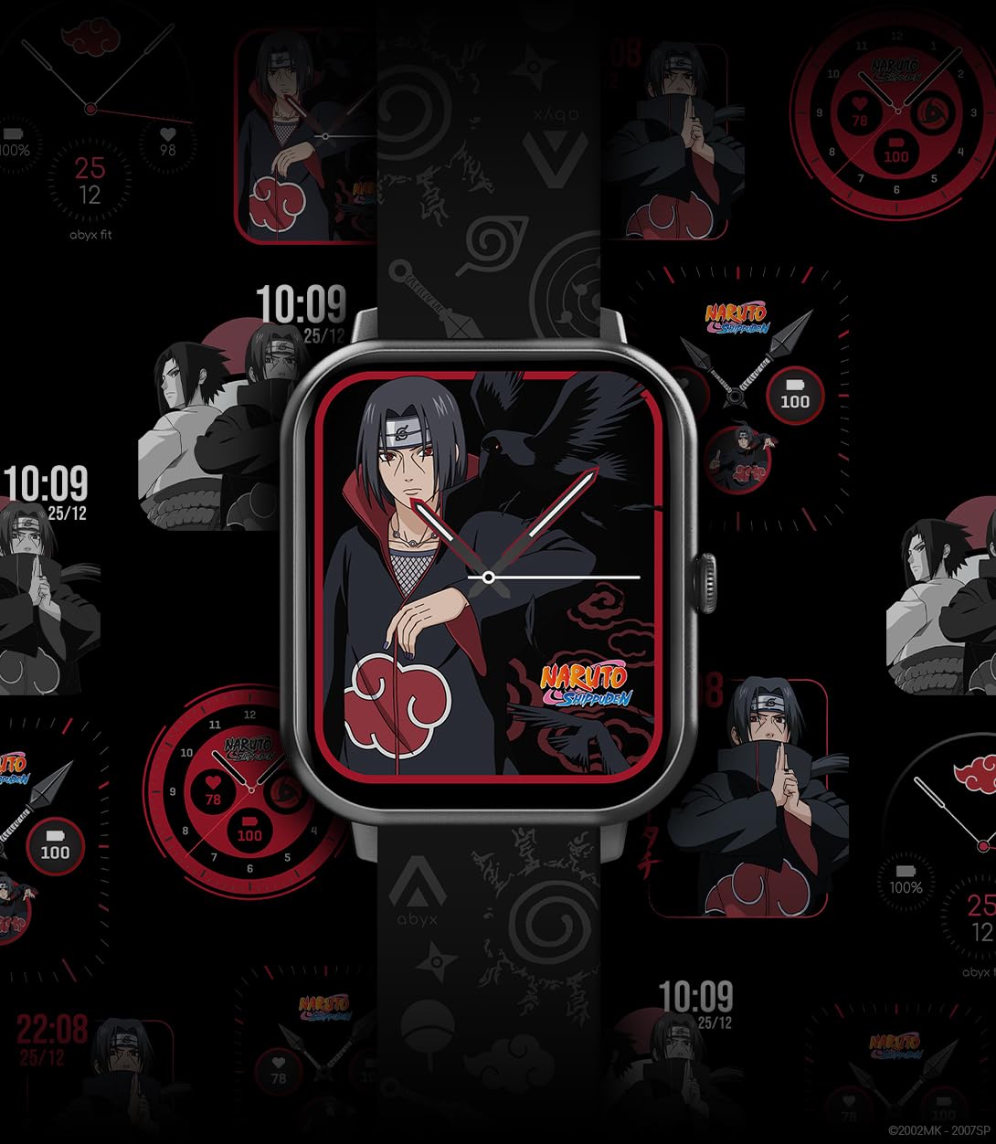 Abyx FIT Touch 3 Naruto Edition Montre connectée – Appel Bluetooth, 123 Modes, écran Tactile Complet TFT 1,83", IP67 étanche, Fonctions de santé, Notifications Push