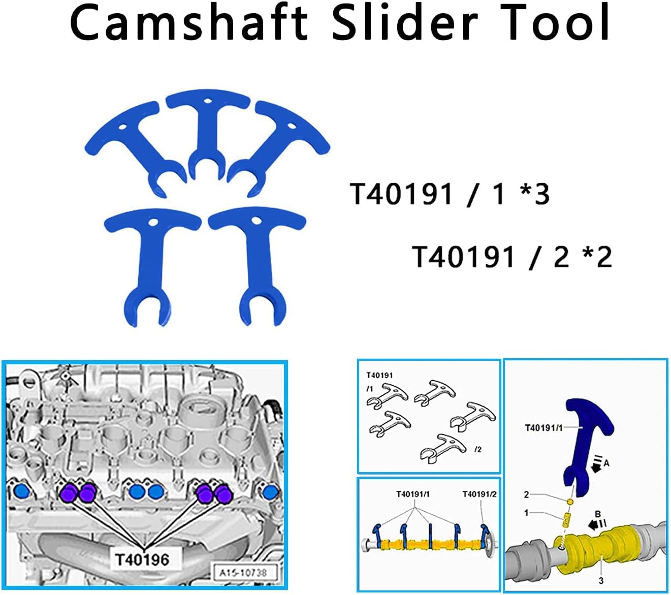 ZKTOOL Kit di Strumenti di Bloccaggio di Allineamento dell'Albero a Camme del Motore, Compatibile con Audi VW VAG 1.8 2.0 TSI TFSI (2006-2018) EA888, OEM T10352 T40196 T40271 T10368