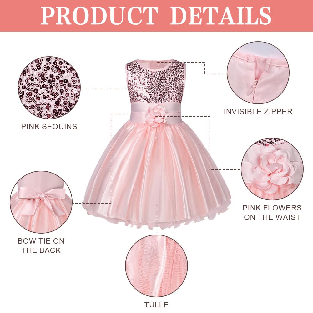 Vestito Principessa Bambina Con Fiori E Paillettes - Abito Da Ballo In Tulle Per Feste E Matrimoni - Foto 2