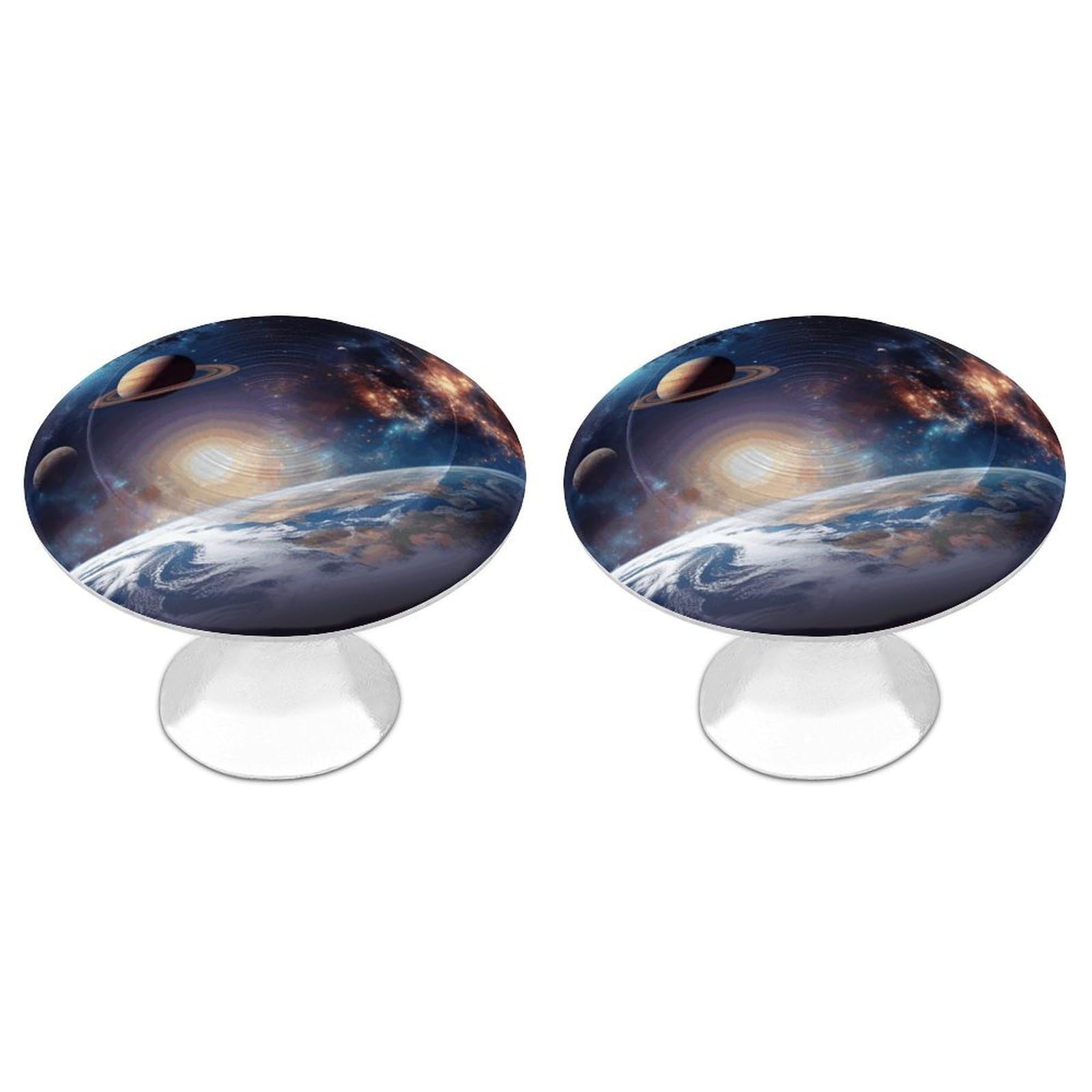 QMNLKH Universe Galaxy Outer Space Cabinet Knobs for Home, Round Drawer Pulls for Kitchen, Personalized Cupboard Handles with Screw, Fashion Dresser Knobs for Office, Drawer Handles, 2 Packs