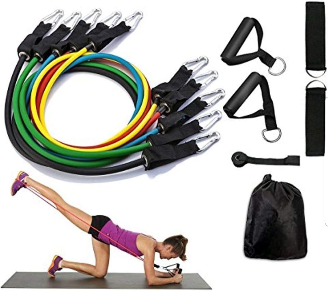 11 Pack Resistance Bands Set,Portable Exercise Resistance Band Set (5 Stackable Exercise Bands with Door Anchor, Ankle Straps, Carrying Case) Home Workouts,Physical Therapy,Gym Training,Yoga (11PCS)