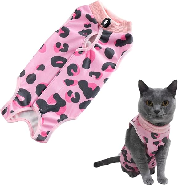 Cat Professional Recovery Suit,Body Suits for Abdominal Wounds or Skin Diseases,E-Collar Alternative for Cats, Onesie Cat Clothes After Surgery Collar & Cone Alternative - 1