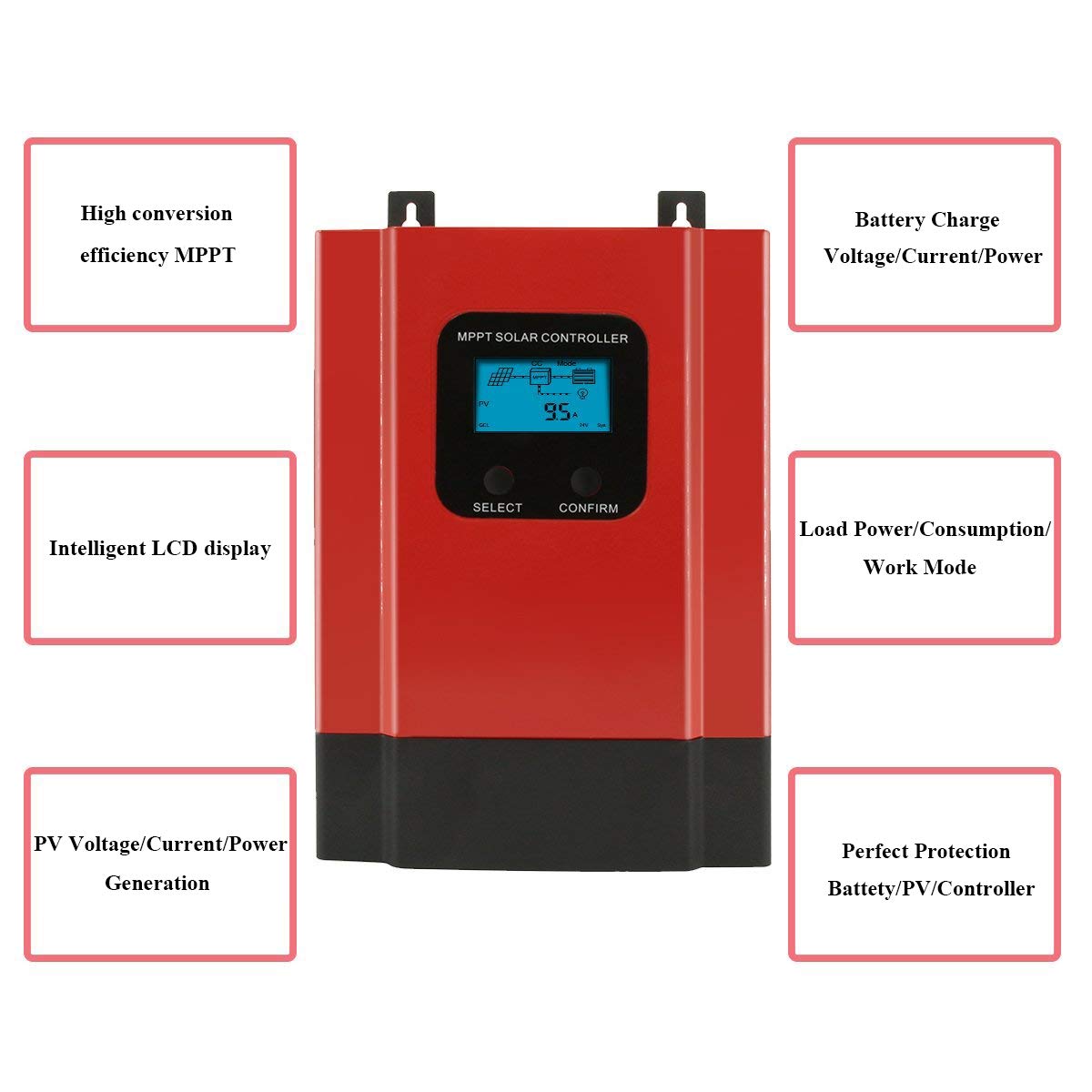 40A MPPT Solarladeregler 48V/36V/24V/12V Passgenauigkeit geflutet/versiegelt/Gel/Lithium LCD Hintergrundbeleuchtungs anzeige Solarregler max. 150V DC 2080W Eingang (40A)