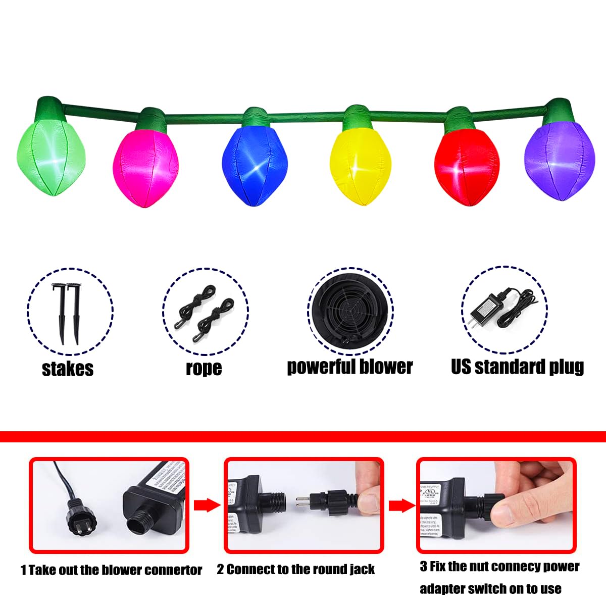 SEASONBLOW Palline gonfiabili natalizie da 4,5 m, decorazioni a LED illuminate per prato, cortile, giardino, casa, interni ed esterni, feste di vacanza