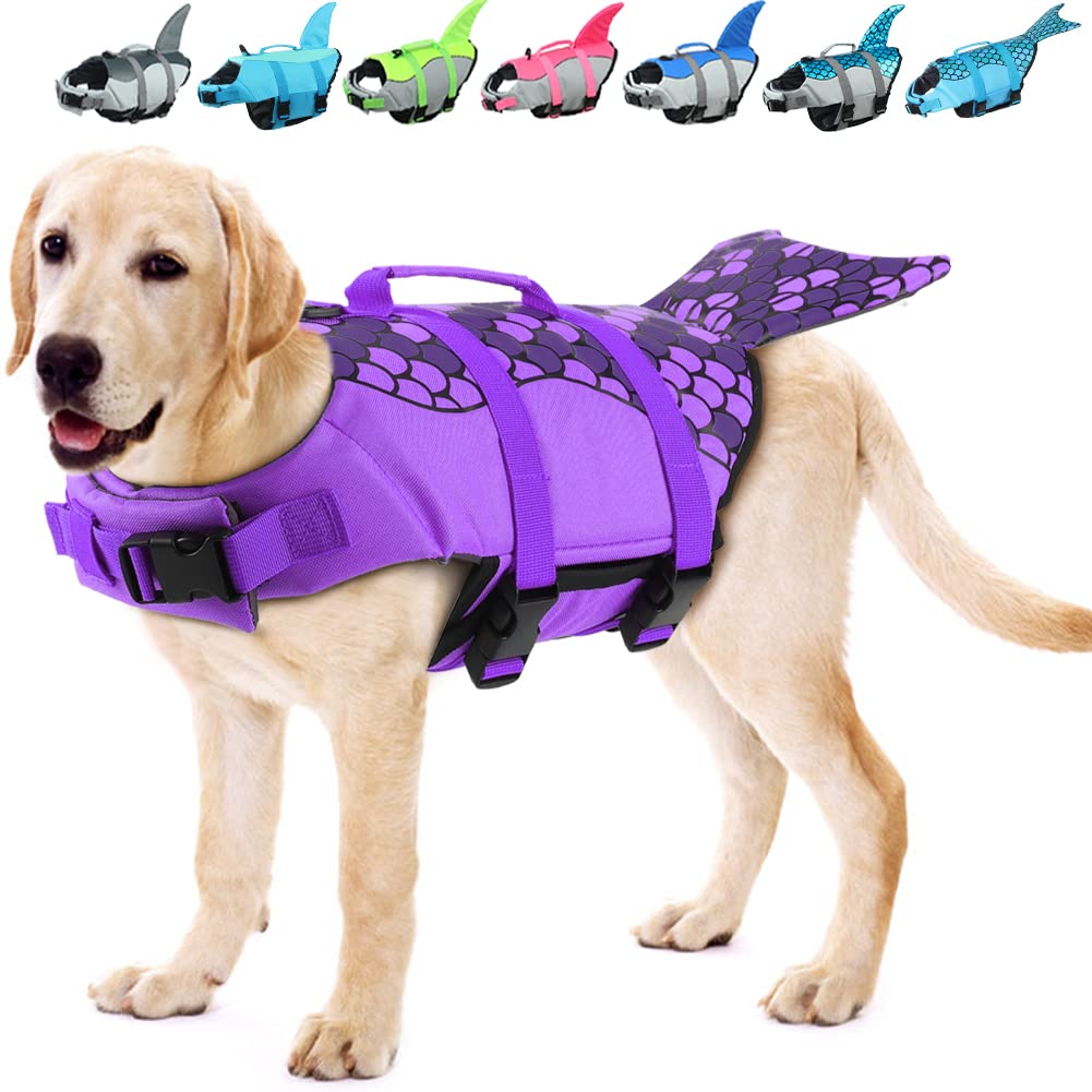 EMUST Giubbotto Salvagente Cane, Ristop Salvagente per Cani, Leggero Giubbotto Salvagente per Cani, Viola XL