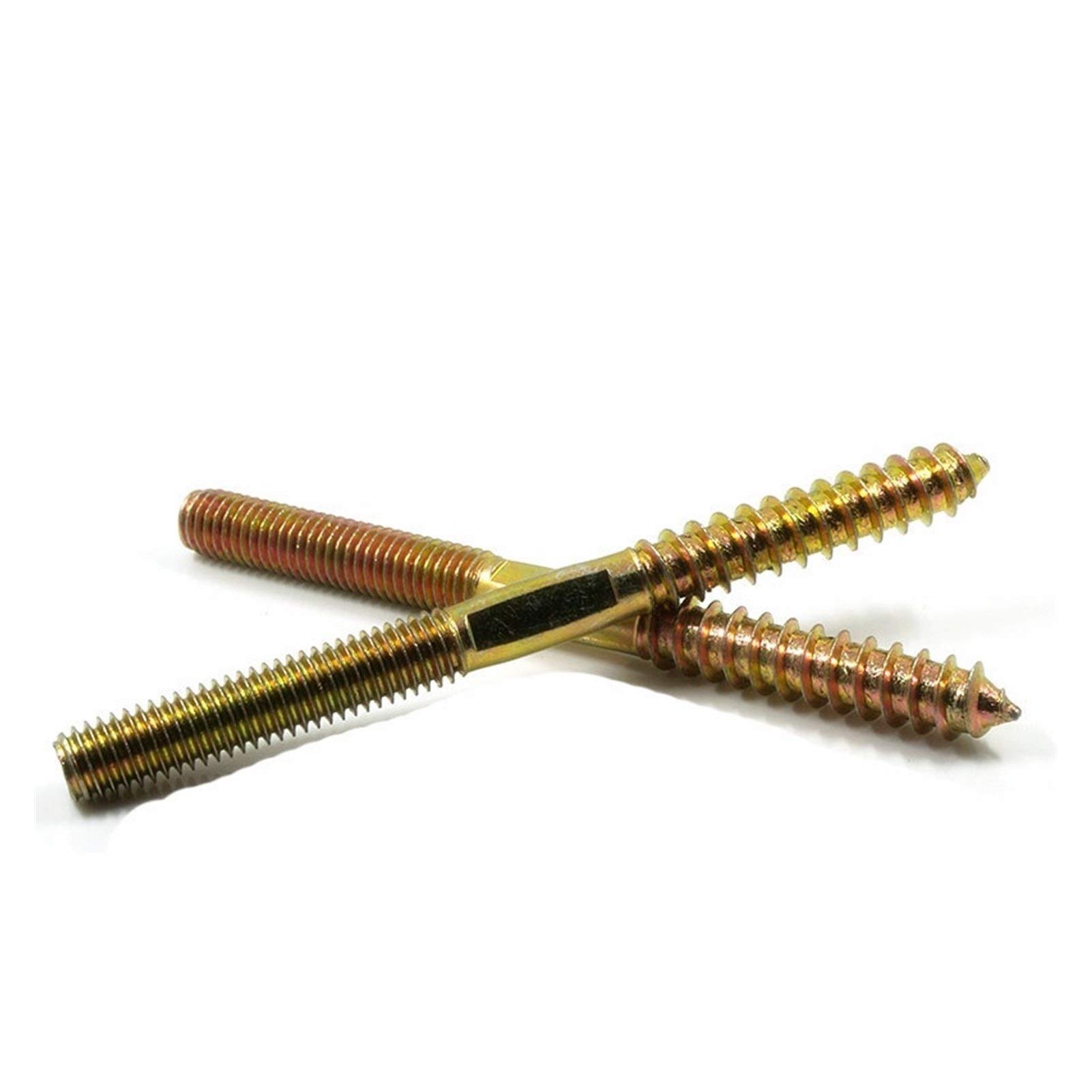 10pcs 6x60mm Zinc Plated Dowel Screws - Double Ended Screws For Connecting Wood, Iron Threaded Rods
