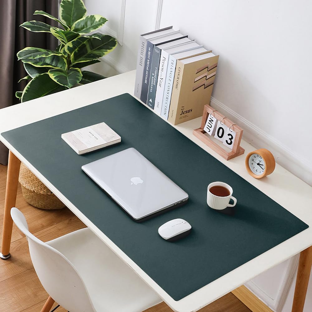 Luxurious Leather Desk Mat Extended Mouse Pad,Durable Office Home School Table Writing Desk Mat Waterproof PU Leather Desk Protector (Navy,90x160cm)