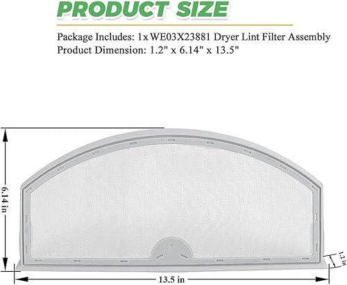 Miniatura 2 de WE03X23881 Reemplazo del conjunto de filtro de pantalla de pelusa para secadora GE Hot-Point Dryer - Sustituye a AP6031713, PS11763056, EAP11763056,