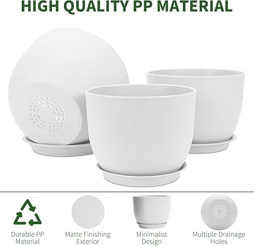 Miniatura 5 de GARDIFE Macetas grandes de 12109 pulgadas, macetas grandes para plantas de interior, macetas, color blanco