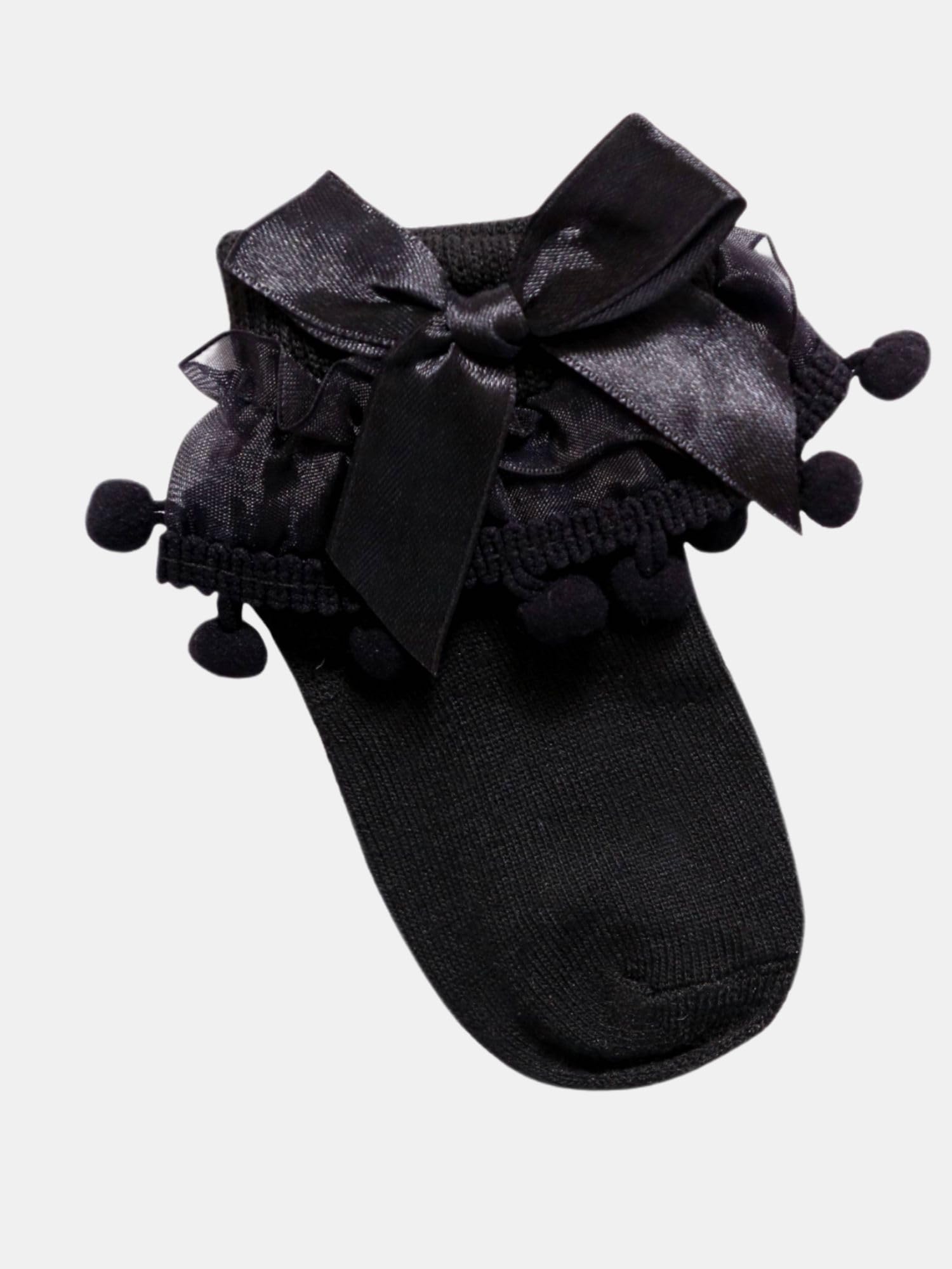 N2S NEXT2SKIN Kids Baby Girls Frill Cotton Socks - Pack of 3 (Black, XS- 0-1 Yrs) 2