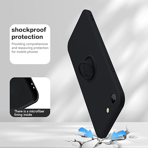 Miniatura 2 de JUNAUTTB Funda para Samsung Galaxy S22 Ultra 5G con anillo, funda delgada y suave de silicona líquida, soporte de anillo giratorio de 360 integrado,