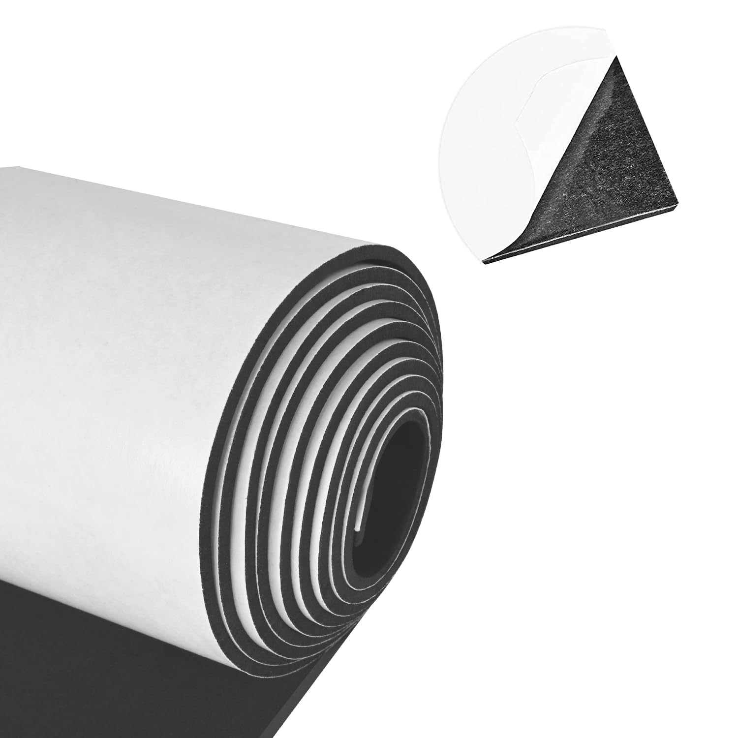 Neoprene Sponge Rubber Foam Sheets with Adhesive Backing, 12" x 81" x 1/8" Black Foam Roll Insulation Board Soundproof Neoprene Mat, Great for Cosplay