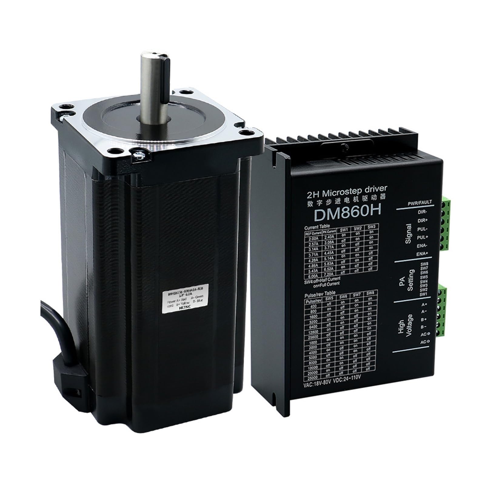 CNC Stepper Motor 86X156mm 12.5N.m 5.5A Diameter 14mm 1700Oz-in +dm860h / Dma860h 1Pcs(With DM860H Driver,Single Shaft)