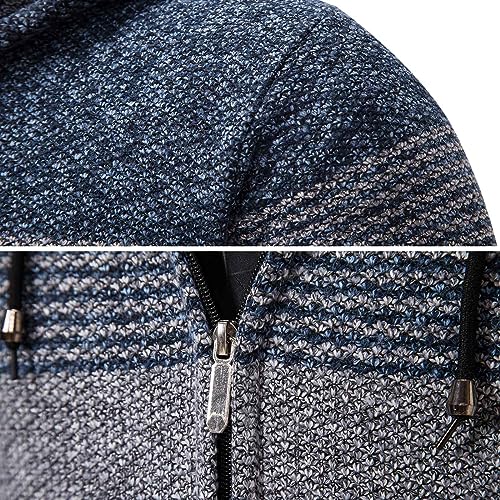 Mylldey 8821NAVYL Mens Hoodies Knit Sweater, Full Zip Fleece Lined Cardigan Sweaters Casual Regular Fit Knit Hooded Men Sweater Jacket thumb #4