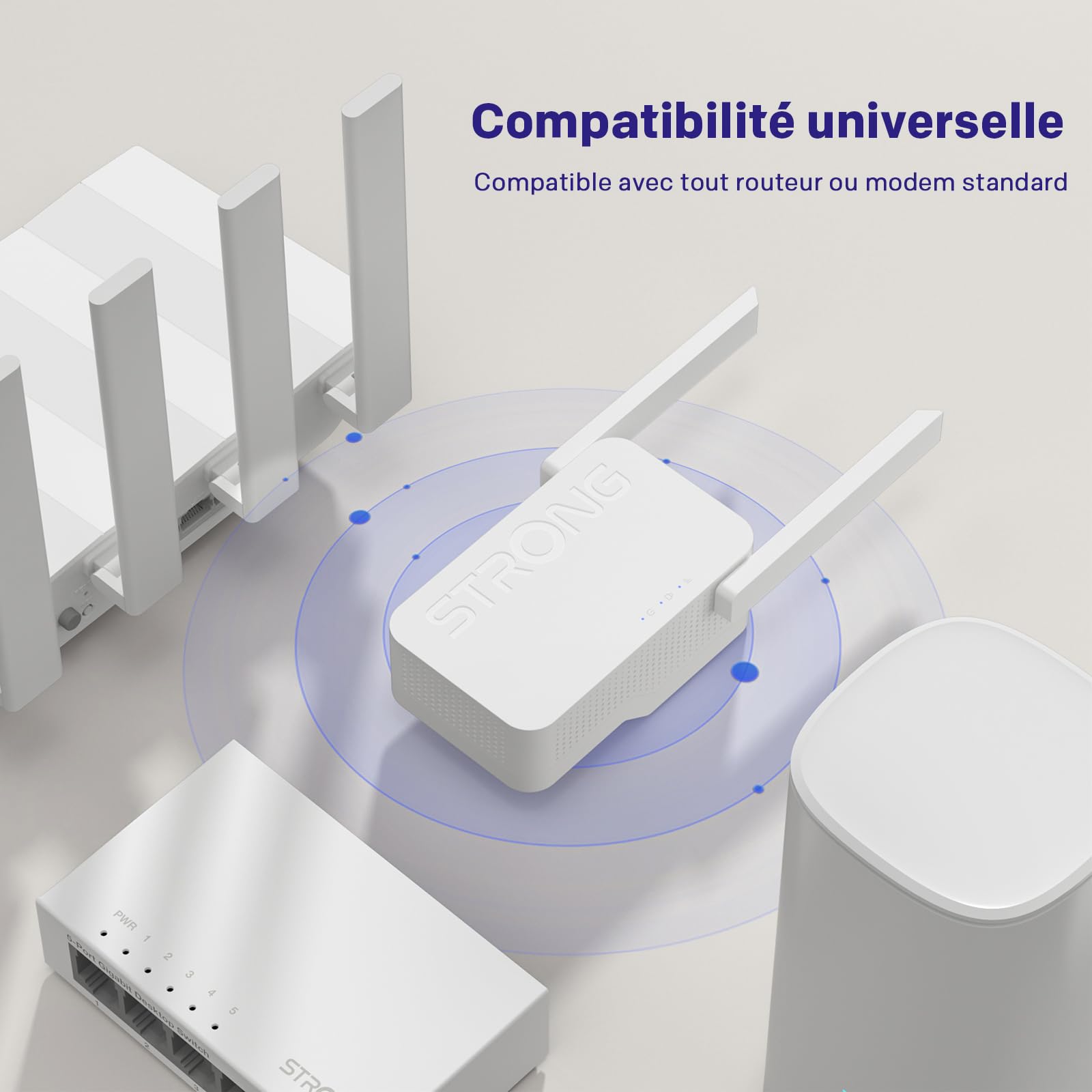 STRONG Répéteur Amplificateur WiFi 6 AX3000 Mbps|Point d'accès|Port WAN/LAN|2 antennes|Compatible Box Internet|Garantie 4 Ans