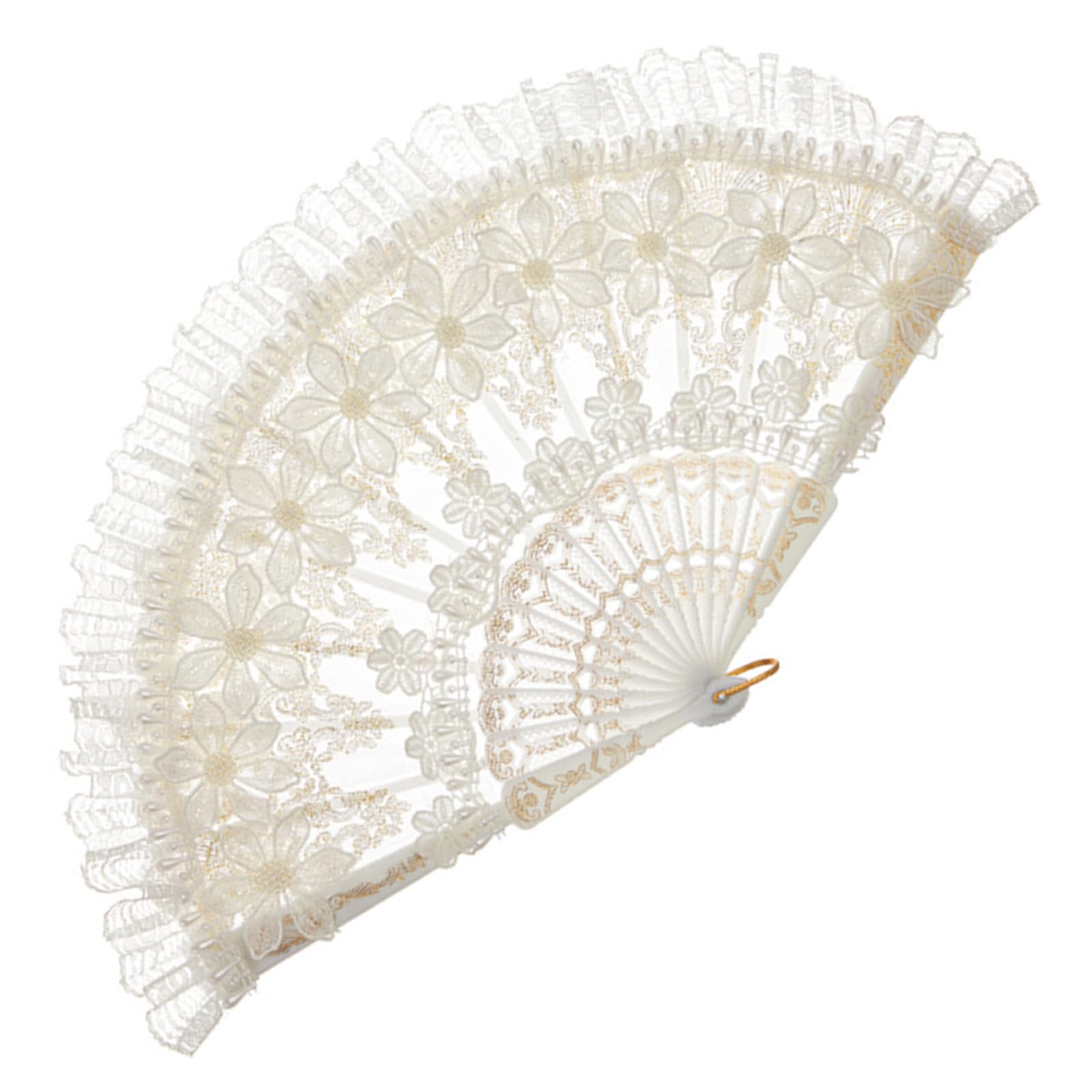 SXRQ Lace Wedding Hand Fan Bride for Ceremony Formal Occasion Dressingup Handheld Props for Dance Event