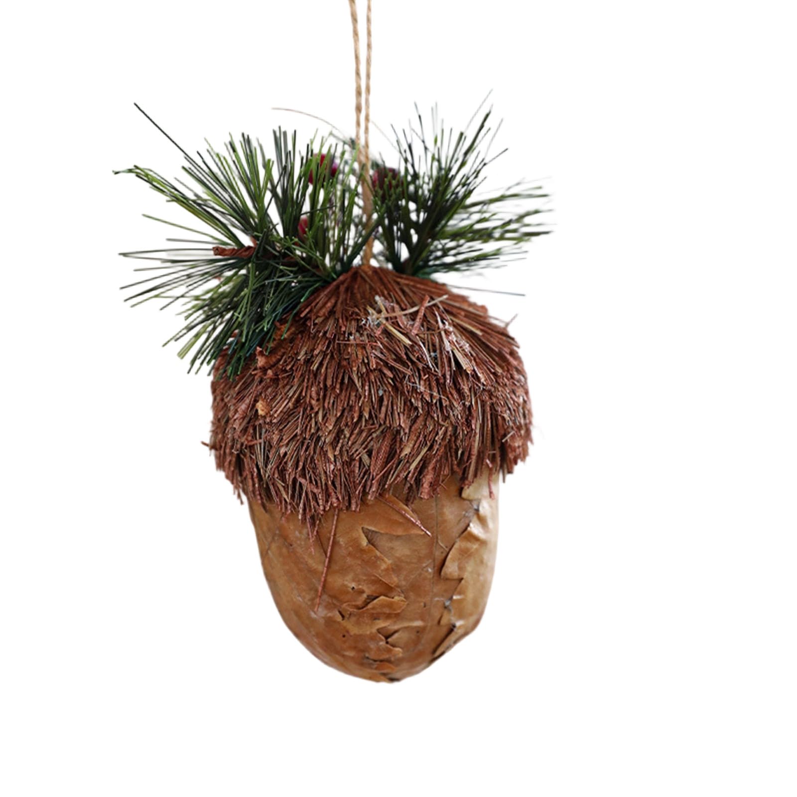 Glowing Wooden Pinecone Holiday Ornament, Indoor/Outdoor Christmas Decoration for Home Christmas Hanging Ornament