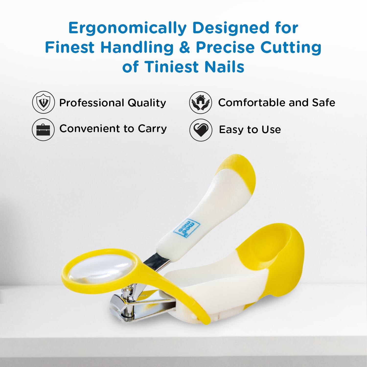 Mee Mee Baby Nail Clipper with Magnifier Zoom Lens, Safety Nail Cutter for New Born Babies Infant Toddler (Single Pack - With Magnifier, White/Yellow) - Image 5 thumbnail