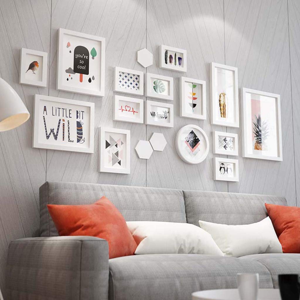 OneFRAME白(24mm×15個、30mm×1個) ZXW Simple Solid Wood Photo Frame, Creative Photo Wall, Mix And