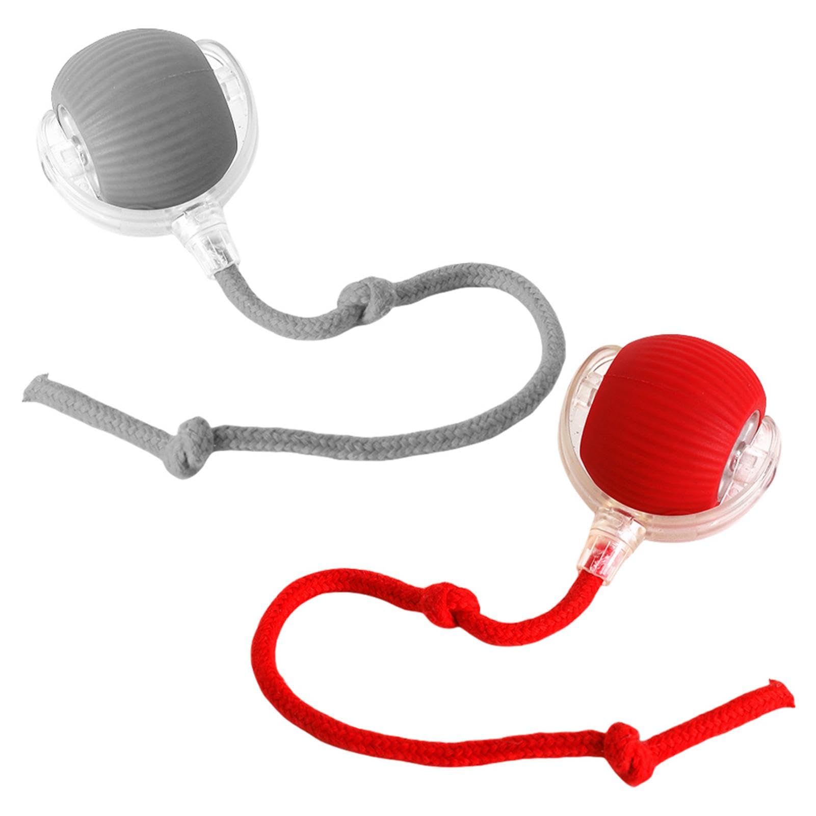 2Uds Juguete Interactivo para Gatos - Bola Giratoria Automática Activada por Movimiento | Bola De Juguete Interactivo para Gatos | Juguetes Eléctricos para Gatos con Cuerda Larga | Type-C Recargable