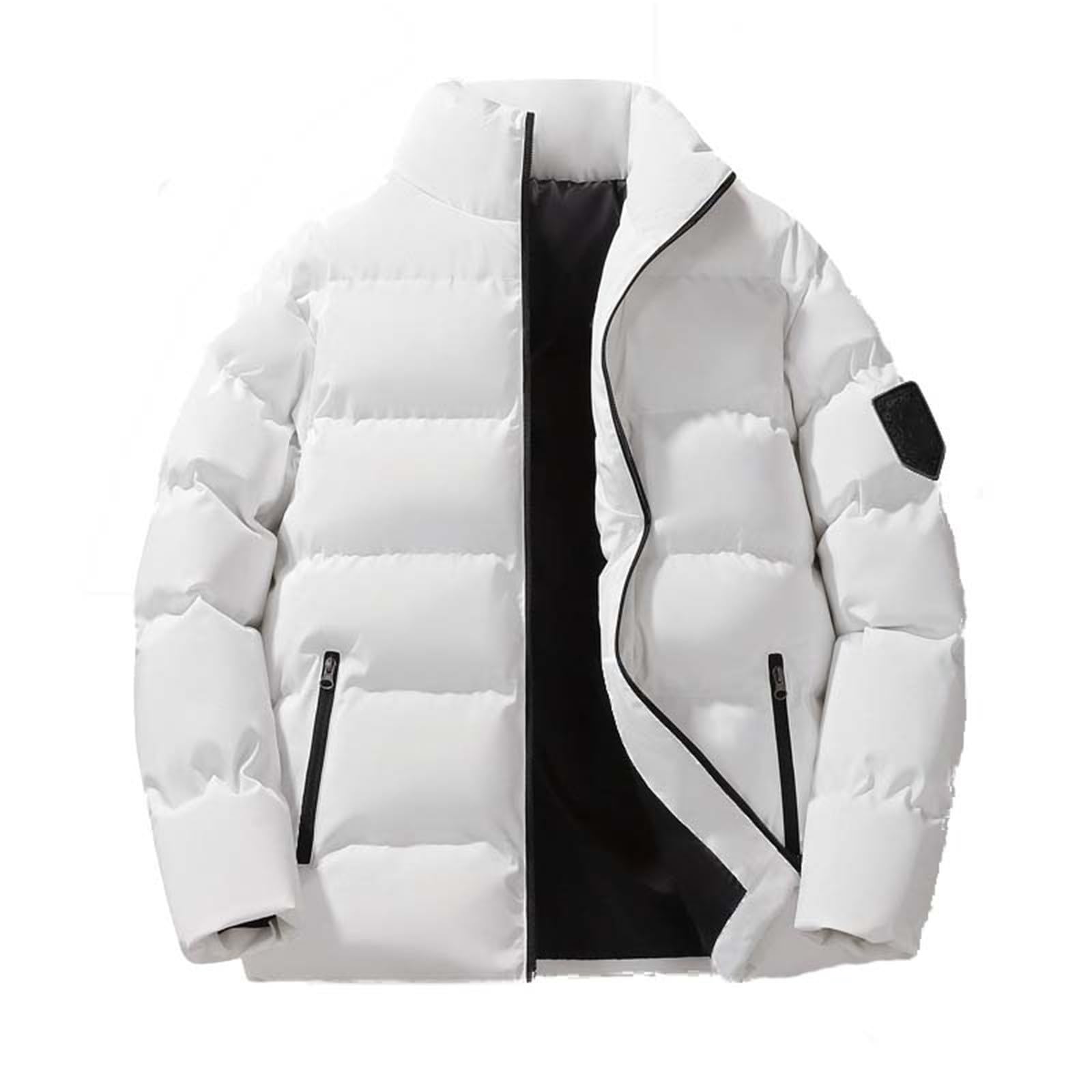 SRZYMJ Winterjacke Herren Winddicht mit Kapuze Übergangsjacke Leichte Winter Jacke Gefüttert Warme Softshelljacke Outdoor Reißverschluss Winterjacke Freizeit Einfarbig Steppjacke Mantel