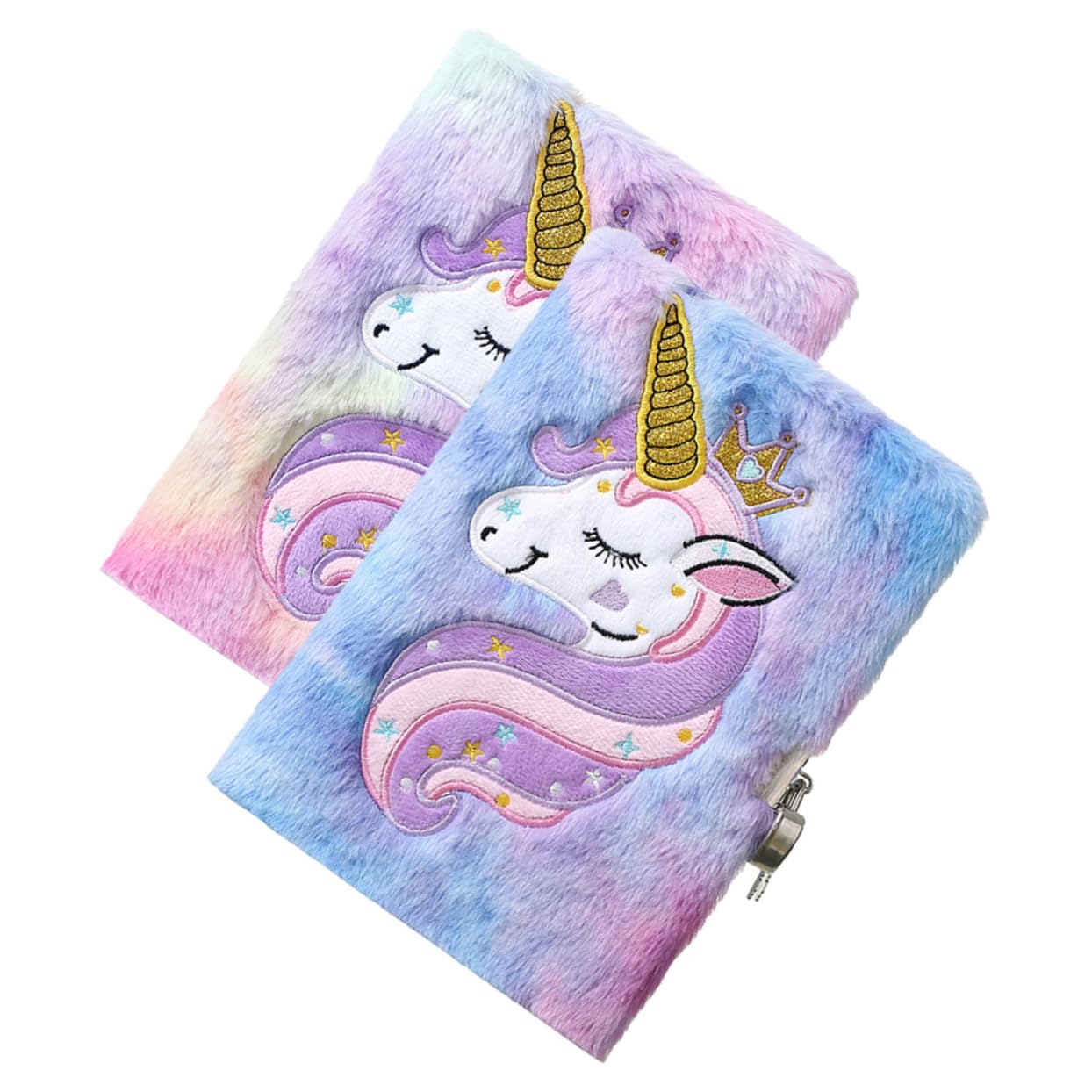 MAGICLULU Plüsch Tagebuch mit Schloss, 2 Stück, A5, für Jugendliche