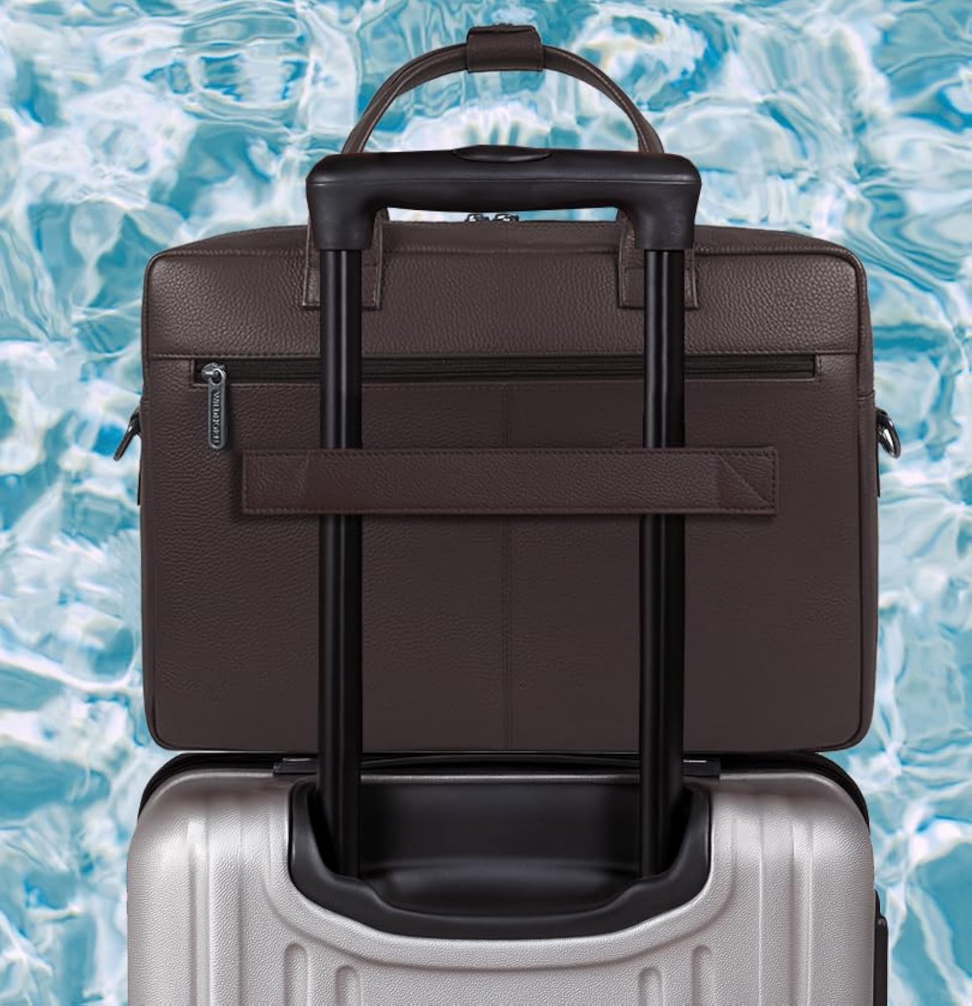 Genuine Leather Office Bag for Men, Laptop Bag with Woven Design