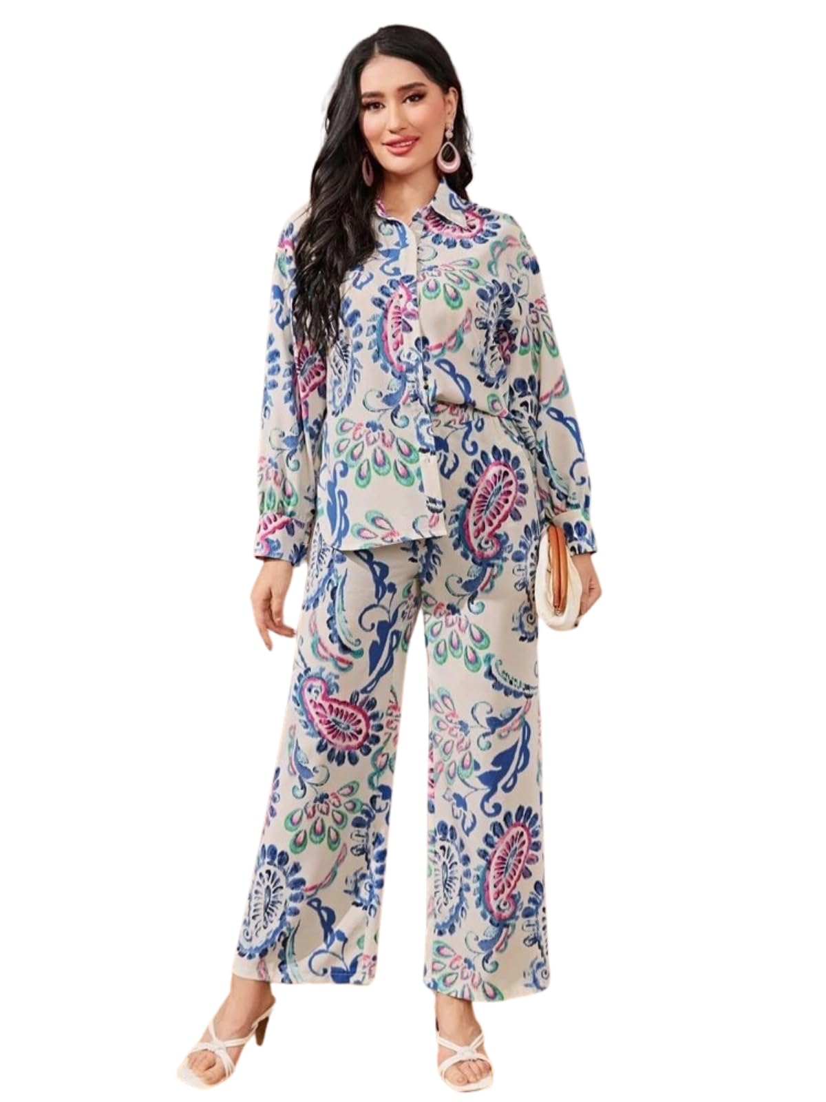 Dhruvi Trendz Womens Rayon Co-Ord Set Regular Fit Pajama Set, Large, White