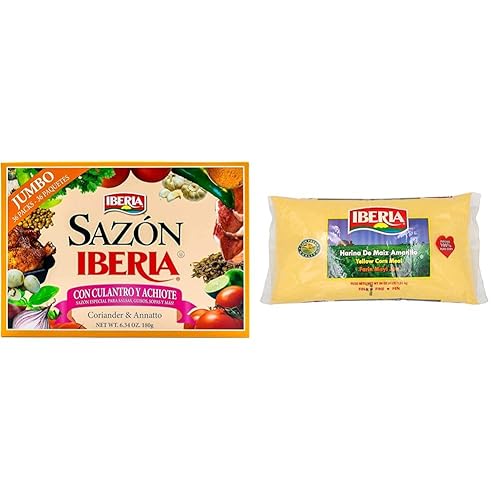 Sazon Iberia with Coriander and Achiote 6.34 Oz (36 Packs) + Iberia Fine Corn Meal Pre Cooked 4lb