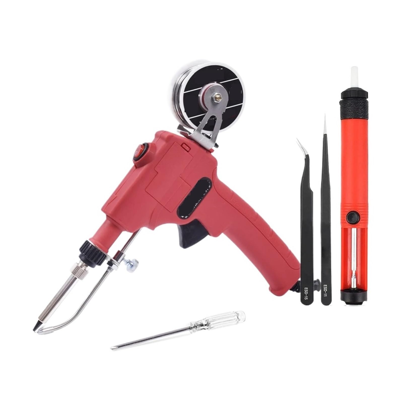 Kit De Pistola For Soldar, Soldadura Automática 60W, Manual Con Bomba Desoldadora, Alambre Sin Plomo Calentamiento Preciso(Red Soldering Gun Kit)