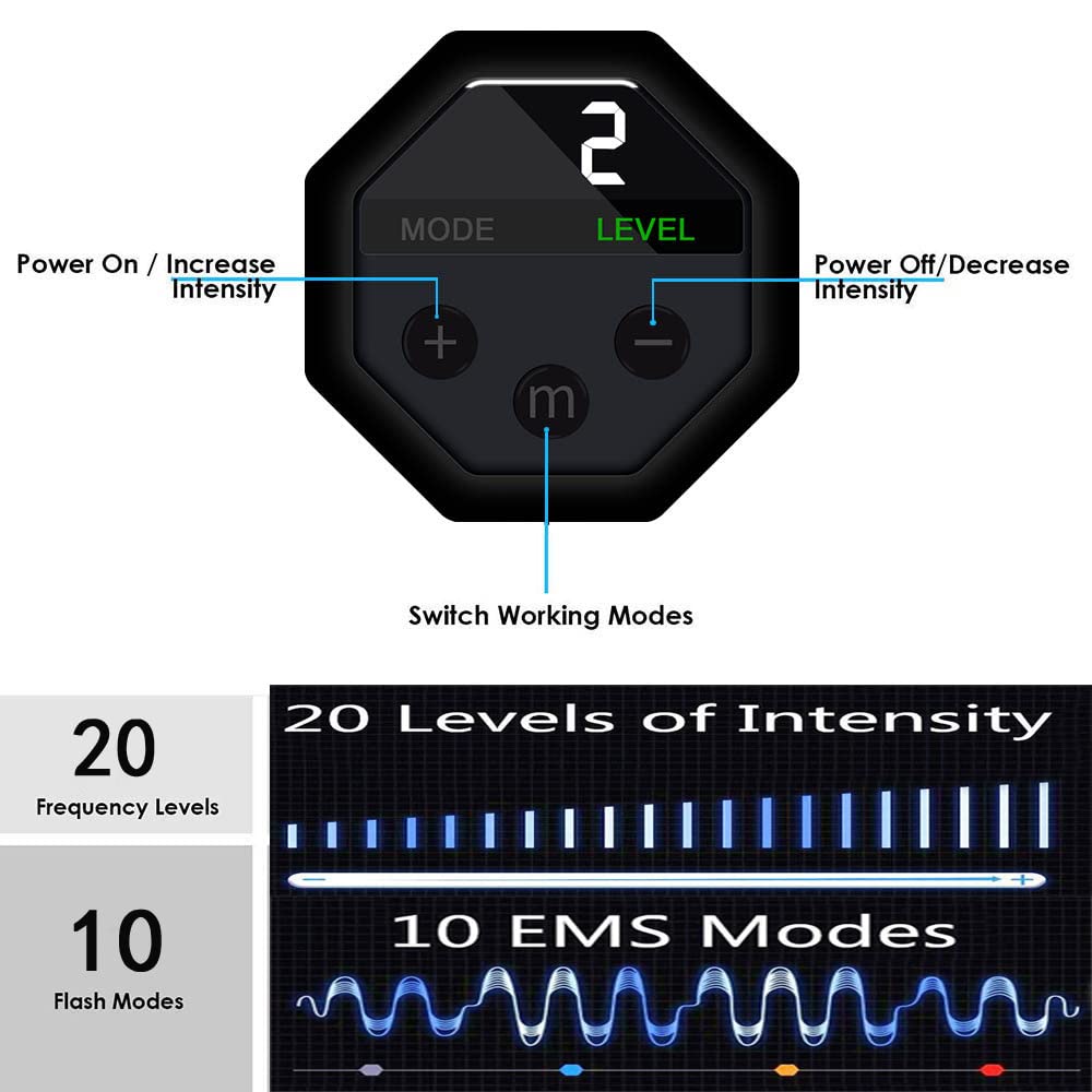 Estimulador muscular ABS Trainer, estimulador muscular EMS, tonificador muscular abdominal eléctrico, 10 modos y 20 intensidades para abdominal, brazos, cintura, entrenamiento abdominal