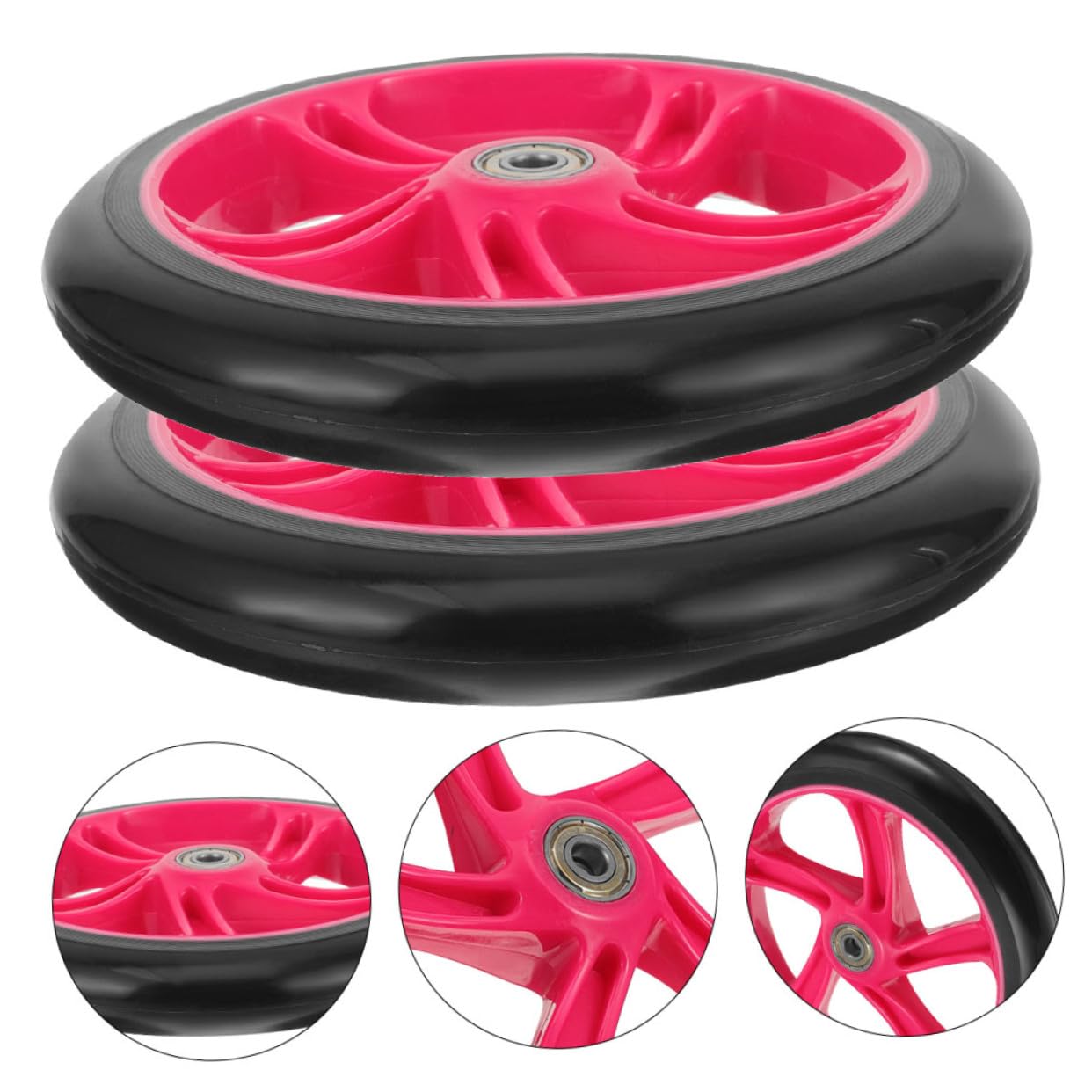 Roue de Trottinette Antidérapante Lot de 2 en PU Résistant à l'usure Diamètre 175 Mm Facile à Installer Compatible Skateboard et Scooter Électrique