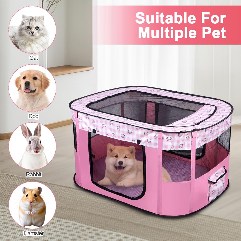 XEERUN Foldable Pet Playpen, Portable Dog Cat Kennel Cage, Pop Up Pet Tent Fence with Storage Bag - Image 3