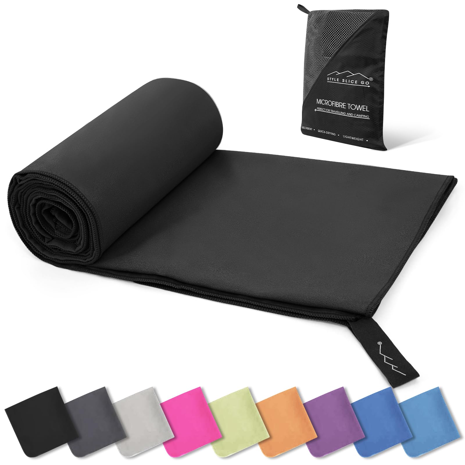 Microfibre Towel - Quick dry Lightweight Absorbent Travel Towel for Sports Beach Gym Swimming Camping Hiking Drying Pets - Small Medium Large X-Large XX-Large 200 by 100cm