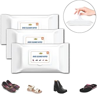 Cleno Shoe Cleaner Wet Wipes For Shoes/Loafers/Sandals/Slippers/Traditional Footwear/Athletic Shoes/Sneakers/White Shoes/Golf-Tennis Shoes/Scrub Off Dirt/Mud - 80 Wipes | Pack of 3 (Ready to Use)