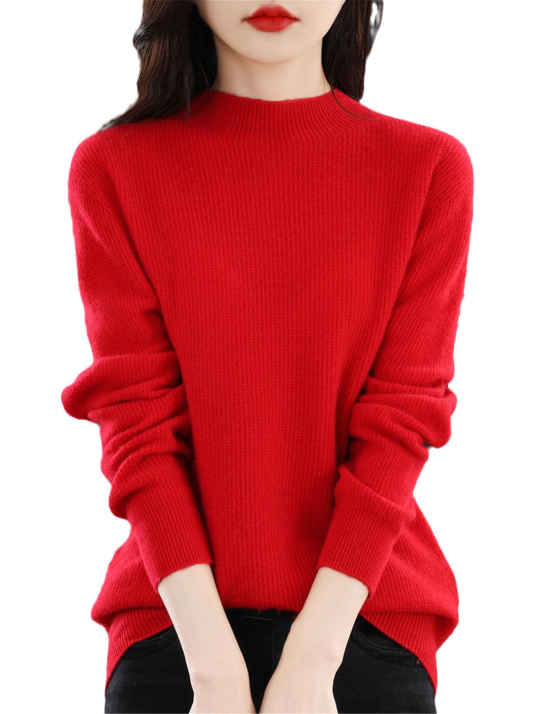 Vogrtcc Jersey Informal para Mujer, Suéter De Lana con Cuello Falso, Top De Punto De Cachemira
