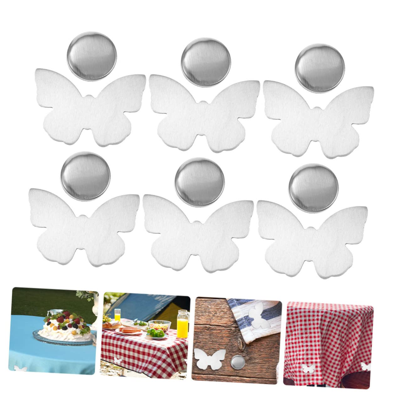 Zerodeko Pesi per Tovaglia a Farfalla in Acciaio Inossidabile 6 Pezzi Fermatovaglia Magnetici Decorativi per Tovaglie Antivento Adatti a Banchetti e Buffet