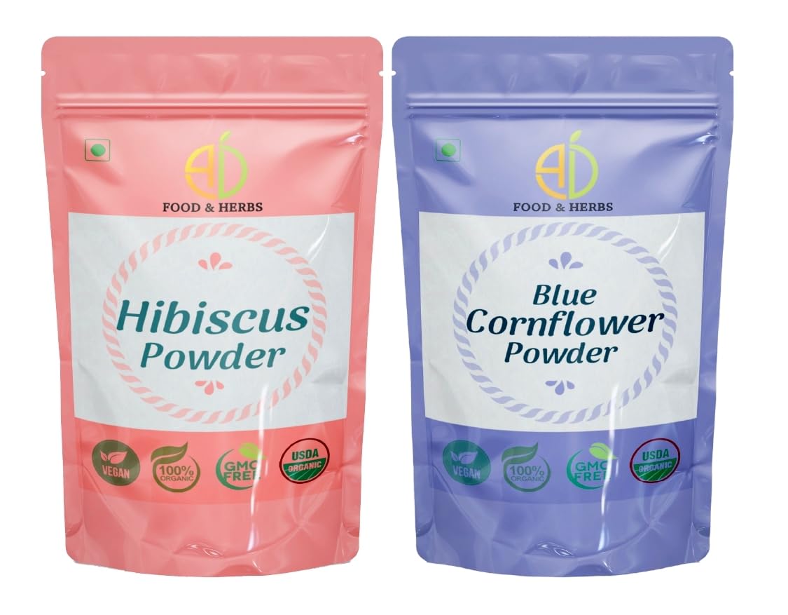 A D Food & Herbs Combo of Hibiscus/Cornflower Powder Aromatic Edible for Homemade Lattes, Tea Blends, Bath Salts, Face packs & Body packs (20 Gms x pack of 2)-image-45