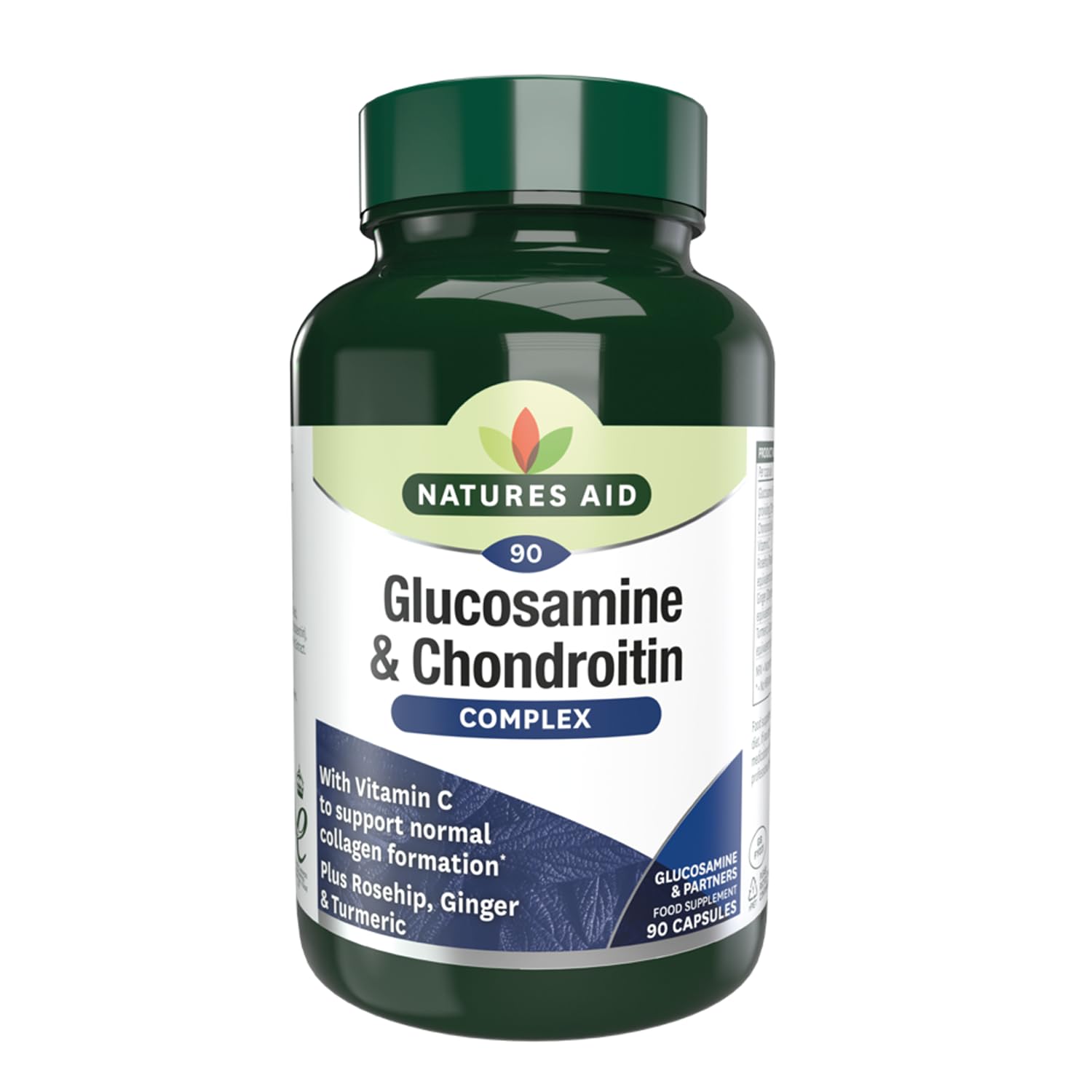 Natures Aid Glucosamine Sulphate 500mg & Chondroitin 400mg - High Potency Joint Supplement - Supports Mobility, Flexibility, Cartilage & Collagen Health - Gluten-Free, Non-GMO - 90 Capsules