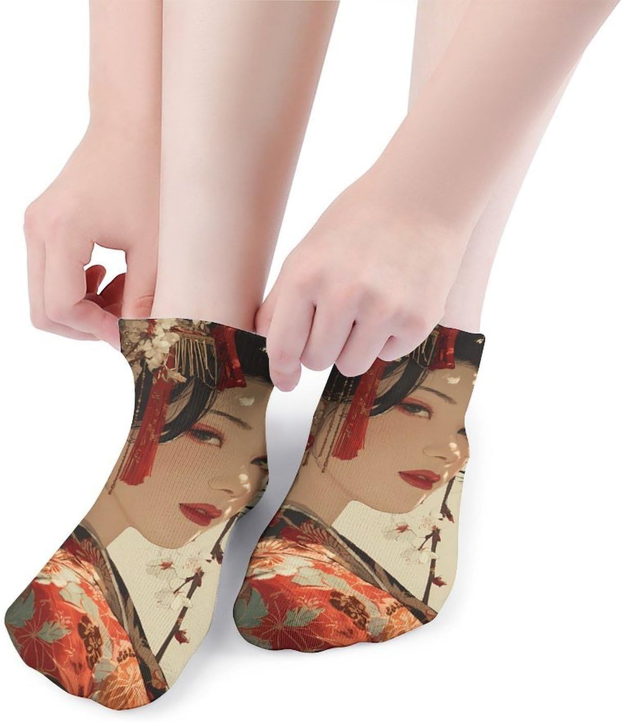 Japanese Woman Traditional Clothing No Show Ankle Socks Low Cut Non Slip Flat Boat Line 5 Pairs Set