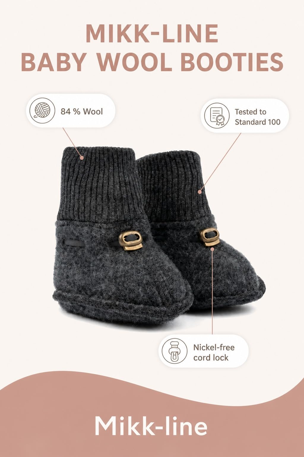 Mikk-line Calcetines de bebé de lana - Anthracite Melange