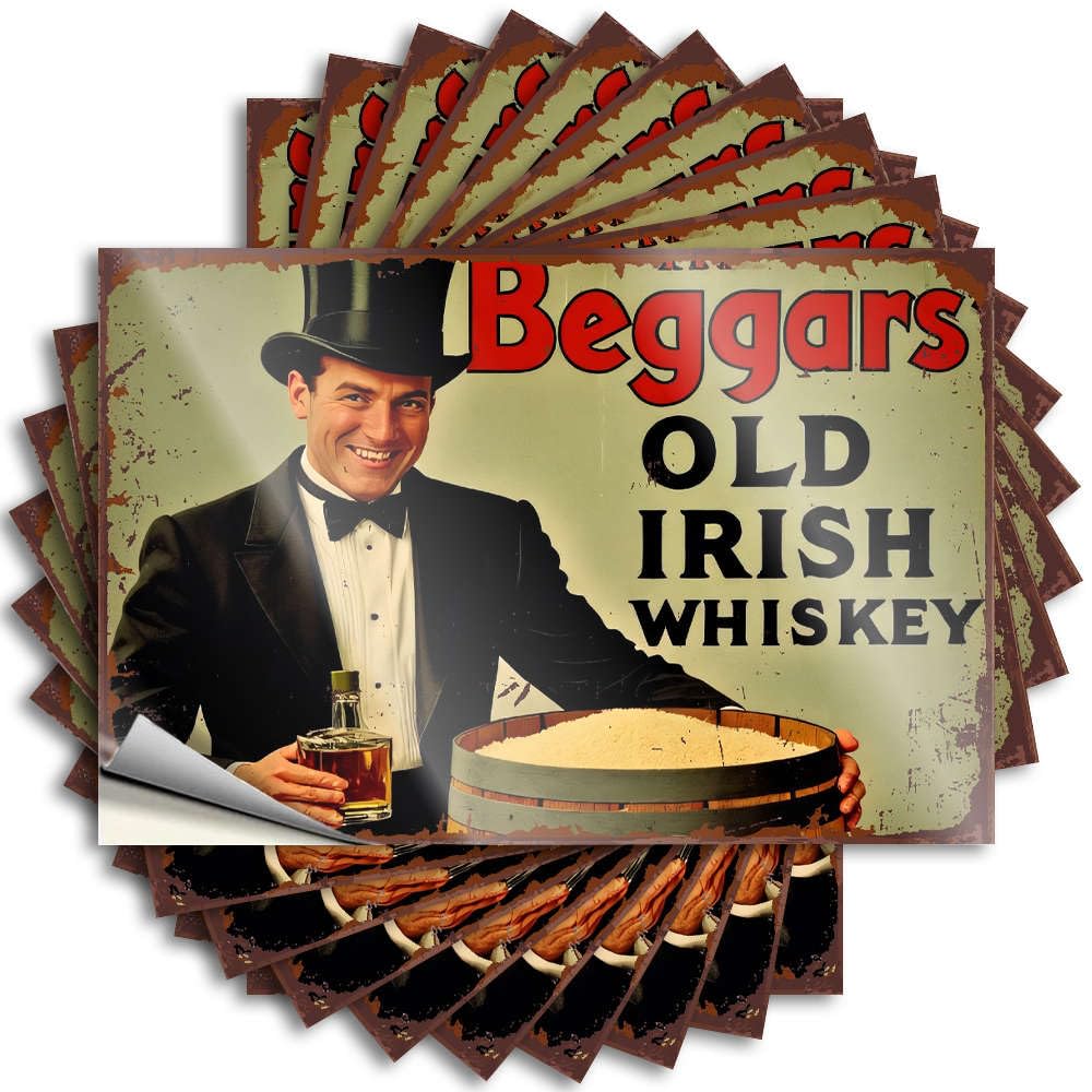 Beggars Old Irish Whiskey. Van Crazy - Funny Sticker Garage Waterproof Decal(8X12CM)