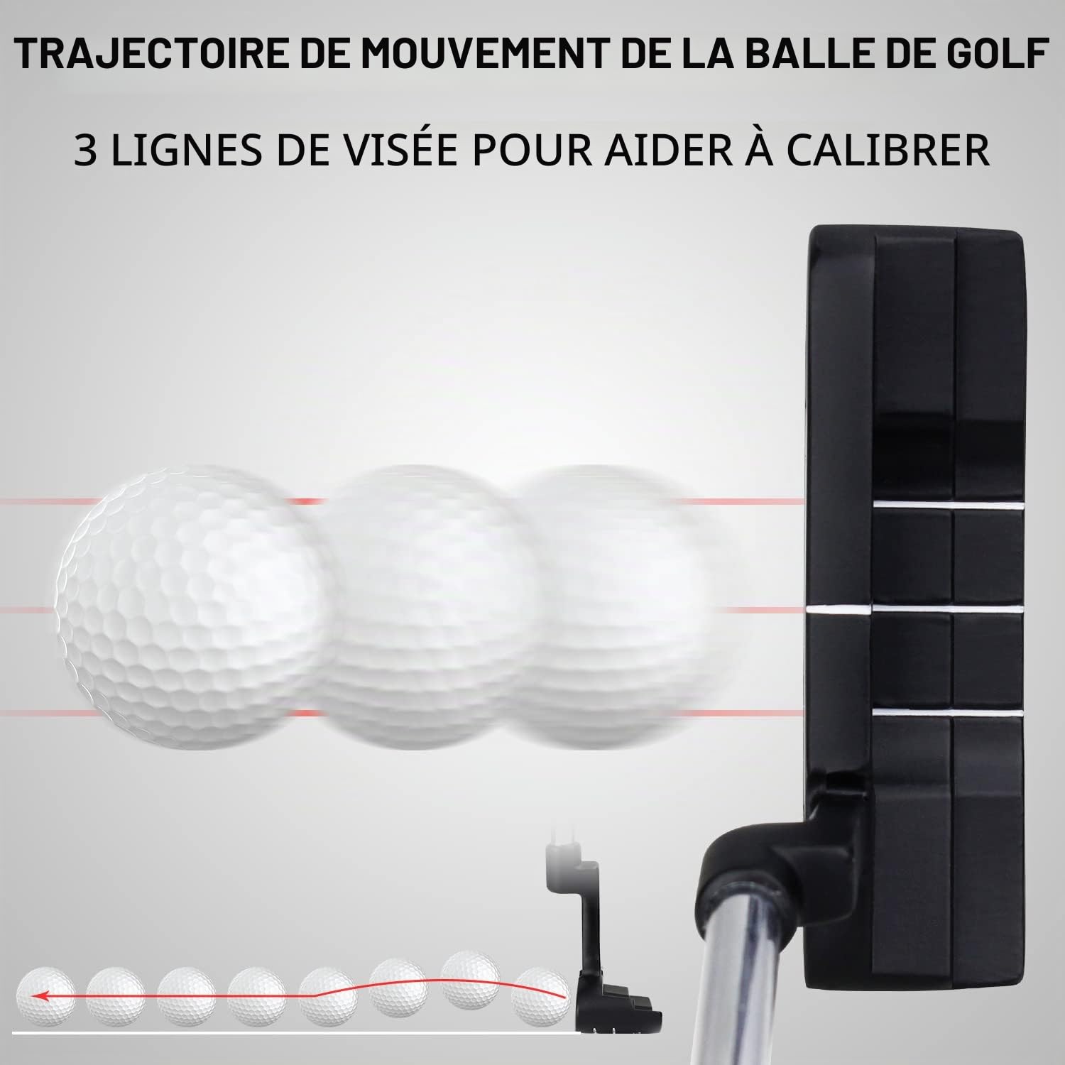 Crestgolf 35 Pouces Insert de Golf en Acier Inoxydable Putter de Golf Putter de Golf, Putter de Golf pour Homme droitier (Noir) Putter pour Homme Rio