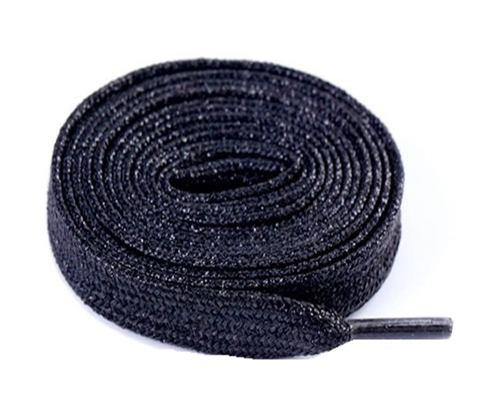 GPDNBIEU Shoelaces, Colorful Shoelaces Metallic Shiny Gold Shoelace Silver Flat Shoe Laces Running(Pure Black,140cm)
